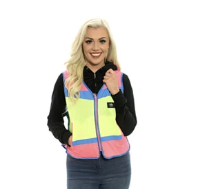 Charlotte Dujardin equisafety reflektierende Weste rosa & gelb Erwachsene XL