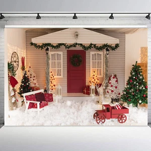 Fondo de vinilo de invierno escena de Navidad verde de 10x8 pies para árbol de Navidad - Imagen 1 de 11