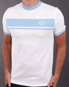 Sergio Tacchini Masters T Shirt White/Sky Blue - Picture 1 of 3