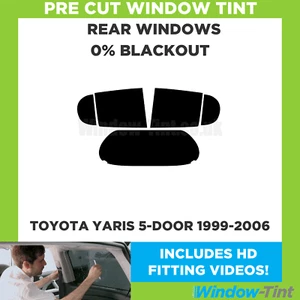 Per Toyota Yaris 5-door 1999-2006 Pre Taglio Pellicola Finestrini Post. 0% Buio - Picture 1 of 10