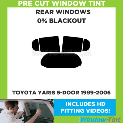 Per Toyota Yaris 5-door 1999-2006 Pre Taglio Pellicola Finestrini Post. 0% Buio - Image 1 of 4