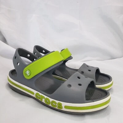 Crocs Bayaband Gray Green Sandals Shoes Youth Size 2 Strappy - Image 1 of 4