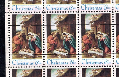 US 1414a (1970)  6c - MNH {Christmas} ShT OF 50: EFO: Pink tint - WOW! - Image 1 of 4