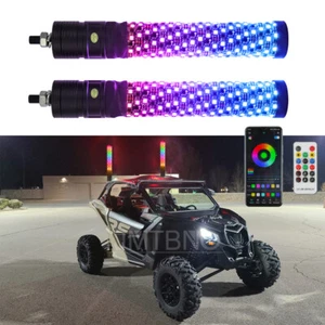 2X 3FT Fat LED Whip APP Control Antena RGB Quick Release Whip Light for UTV ATV - Bild 1 von 14