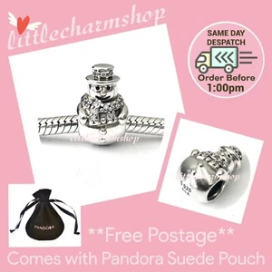 NEW Authentic Genuine PANDORA Sterling Silver Snowman Charm - 792001CZ RETIRED - Picture 1 of 7