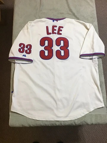 Used Majestic MLB Authentic CLIFF LEE Baseball Button JERSEY  Size 54. Phillies Cover