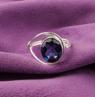 London Blue Topaz Gemstone 925 Sterling Ring Handmade Jewelry Ring For Gift - Image 1 of 3