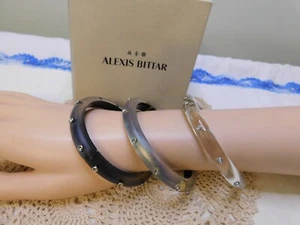 Alexis Bittar Crystal Studded Lucite Hinged Bangle Bracelets SET of THREE - Imagen 1 de 11