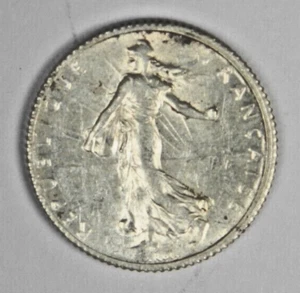 FRANCE FRENCH 1 FRANC SILVER 1918 PARIS ROTY DESIGN UNC MS BU Inv#1072 - Picture 1 of 2