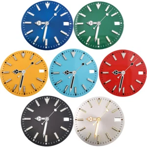 28.5mm NH35 watch dial black green gold sterile with hand Fit NH36 Movement - Picture 1 of 27