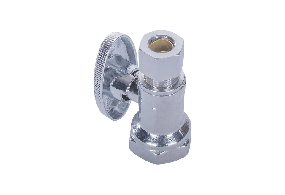 MIDLINE VALVE 1/2" PEX X 3/8"OD BRASS 1/4 TURN STRAIGHT STOP VALVE CHROME PLATED BRASS USA