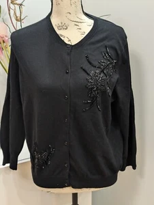 The Limited Vintage black beaded and embroidered cardigan  NWT , Size XL - Picture 1 of 8
