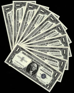 10 Consecutive 1957B $1 Silver Certificate STAR NOTES Replacement Note GEM (AJJ) - Picture 1 of 3