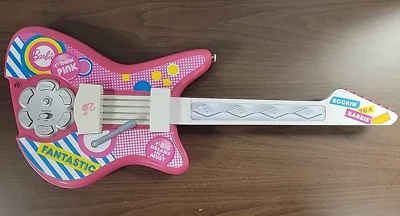 Mattel Barbie Jam With Me Electronic Rock Star Guitar 2010 Think Pink Toy - READ - Image 1 of 4