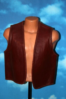 Colete de couro vintage estilo medieval feito à mão túnica aberta marrom - Imagem 1 de 4