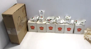 Vintage 1979 Enesco Christmas Set of 6 Boxes Holly wGold Gen. Bone China Statues - Picture 1 of 24