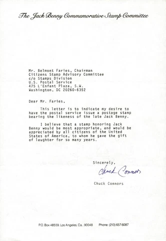 CHUCK CONNORS - TYPED LETTER SIGNED Cover