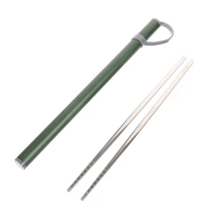 1 Set Bacchette da Viaggio con Custodia in Acciaio Inox Bacchette Utensili da Esterno - Foto 1 di 12