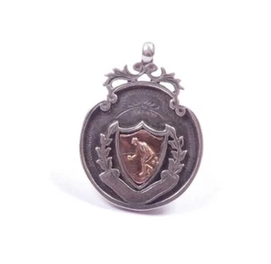 Antiguos cuencos de plata esterlina medalla Albert Fob con fachada de oro 1929 sello distintivo 8,4 g - Imagen 1 de 7