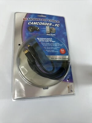 MONSTER CABLE CAMCORDER TO PC J2 CAMAV DV-6 4 PIN FIREWIRE DV 6 FT 140254-00 NEW - Image 1 of 4