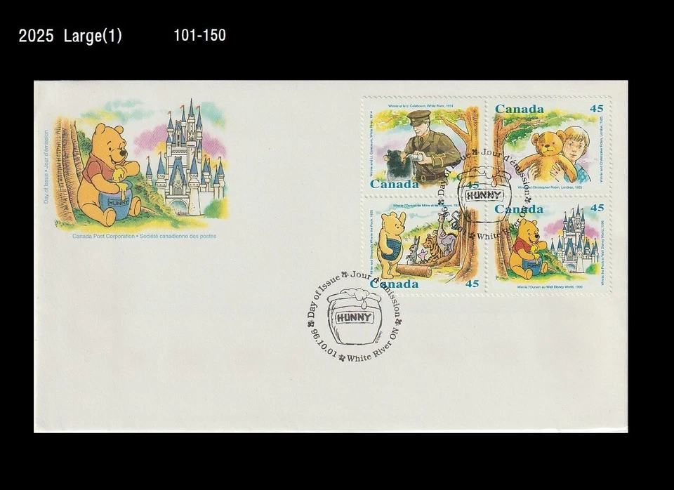 Animación, dibujos animados, literatura, Winnie the Pooh, miel, conejo, tigre, Canadá 1996 FDC Foto 1 de 1