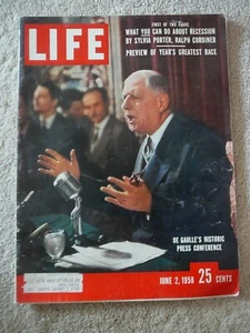 LIFE MAGAZINE - JUNE 2 1958 - DE GAULLE PRESS CONFERENCE - RECESSION - Picture 1 of 2