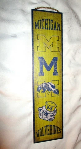 MICHIGAN WOLVERINES Heritage Banner Wood Sign 24" x 6" #03 - NEW Cover
