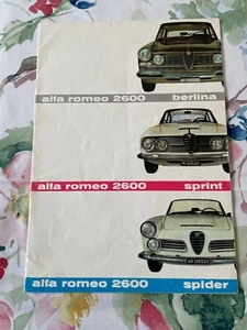 1962 ALFA ROMEO 2600 SPRINT, SPIDER, BERLINA Original Sales Brochure RARE - Picture 1 of 9