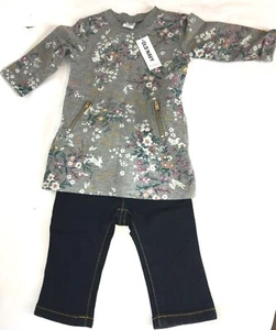 Old Navy Baby Girl 2 Piece Outfit Floral Long Sleeve and Denim Pants 3-6 Month - Picture 1 of 9