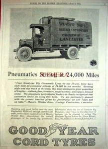 GOOD YEAR 30-cwt Lorry Cord Tyre 1921 Advert Print: Original Truck Motor Tire Ad - Foto 1 di 1