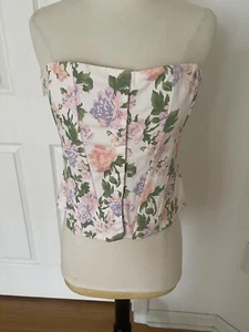 Zara Floral Corset Bustier Structured Top Size XSmall New Shabby Chic Womens - Picture 1 of 8