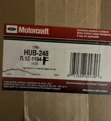 Ford Motorcraft HUB-248 7L1Z-1104-D/F BUJE ASY - RUEDA Nuevo Foto 1 de 3