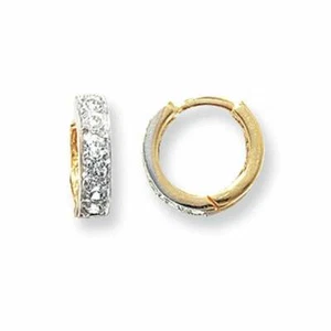 Echt 9 Karat Gelbgold Ohrringe SCHARNIER CZ OHRRINGE 2,2 Gramm Gold Creolen 10 mm - Bild 1 von 2