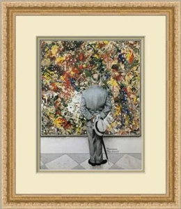 Norman Rockwell Man Admiring Painting Newly Custom Framed Print - Picture 1 of 2