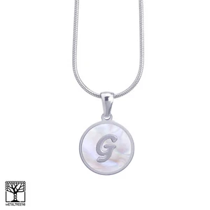 Women's Stainless Steel in Silver G Initial Letter Medallion 16" Chain Necklace - Picture 1 of 3