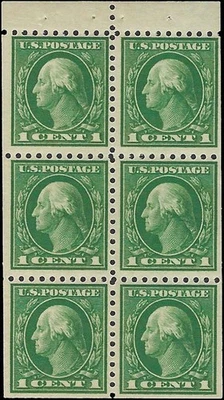 c1913d - #424 Washington 1c Booklet Pane of 6 - MH - Image 1 of 2