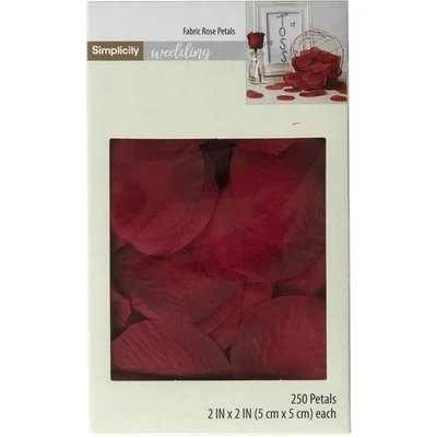 250 PCS 2 Red Fabric Rose Petals, Silk, Wedding, Valentines Day, Table Scatter - Image 1 of 4