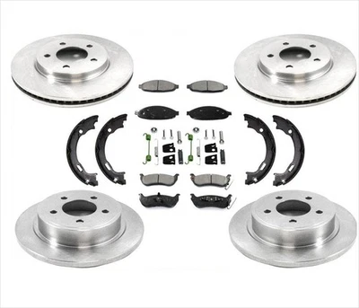 Rotores de freno delanteros traseros pastillas de freno y zapatas para Chrysler Pacifica 2004 2005 2008 Foto 1 de 4