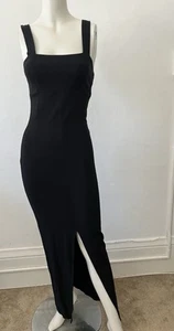 Paolina Paris Black Sexy Sleeveless Front Slit Zippered Stretch Maxi Dress Small - Picture 1 of 14