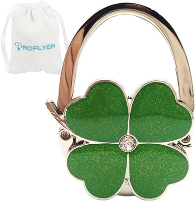 Четыре листа клевер складной Дамская сумка вешалка сумочки стола крюк с бархатный мешок - Изображение 1 из 4