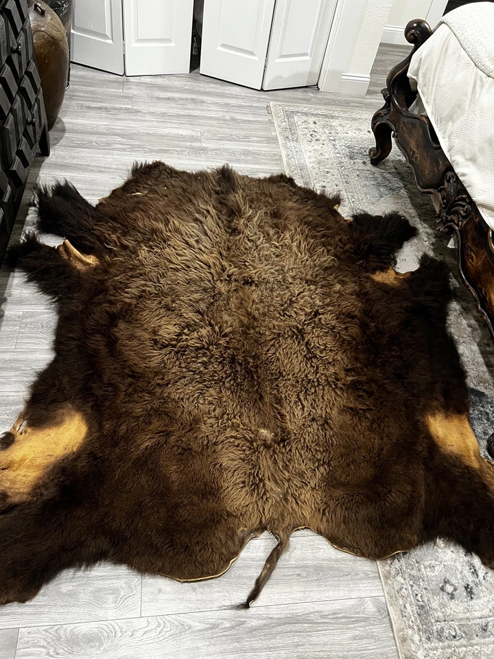 Genuine Bison Hide – little over 36  sq Ft – Authentic Bison Rug / Leather - Image 1 of 4