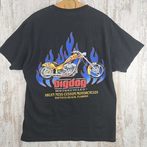 Vtg Big Dog Size L Daytona Beach Motorcycle Chopper Flame Biker Graphic T Shirt - Picture 1 of 13