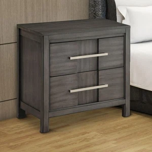 Benjara 2-Drawers Gray Night Stand (24 in. H x 23.62 in. W x 16 in. D) - Picture 1 of 8