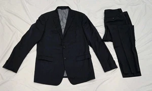 Banana Republic Monogram Italy Blue Pinstripe Guabello Wool Suit 44L, 36x31.5 - Picture 1 of 24