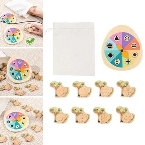 Wooden Dinosaur Toy Turntable Sensory Blocks Hand Eye Coordination Tactile - Picture 1 of 7
