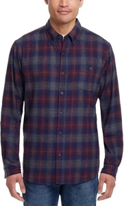 Camisa de franela a cuadros cepillada suave informal impermeable vintage para hombre, roja, XL - Imagen 1 de 2