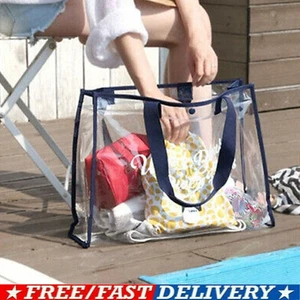 Large Women Transparent Shopper Bag Jelly Tote Handbag Swimming School Bag UK - Picture 1 of 14
