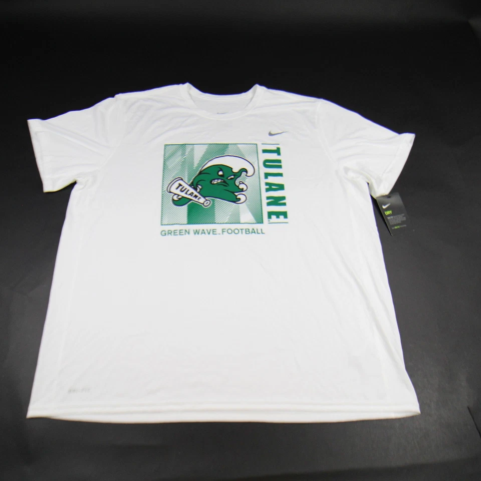 Tulane Green Wave Nike Short Sleeve Shirt Men's White Used - Image 1 of 1