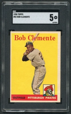 Tarjeta de béisbol Roberto Clemente 1958 Topps SGC 5 de colección graduada Piratas MLB #52 Foto 1 de 2