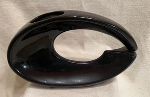Jarrón Ikebana japonés vintage negro modernista lazo de forma libre 10" x 6" - Imagen 1 de 9